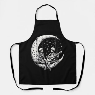 Skeleton Couple Moon Guitar Apron