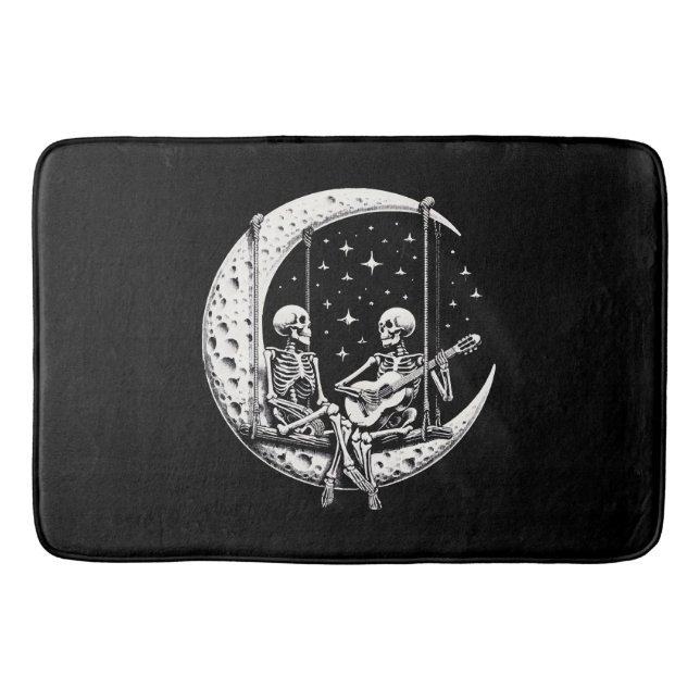 Skeleton Couple Moon Guitar Bath Mat (Front)