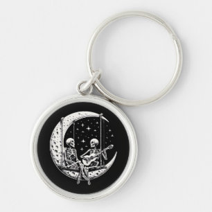 Skeleton Couple Moon Guitar Key Ring