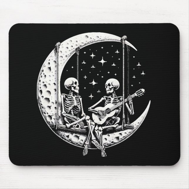 Skeleton Couple Moon Guitar Mouse Mat (Front)