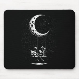 Skeleton Couple Moon Playing Guitar Halloween  Mouse Mat