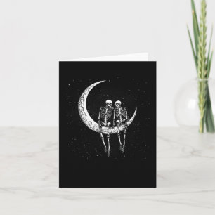 Skeleton Couple On Moon Fun Halloween Costume Men Card