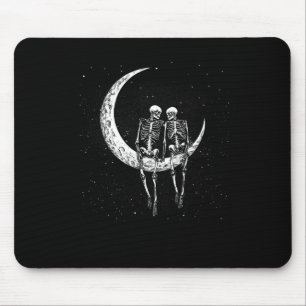 Skeleton Couple On Moon Fun Halloween Costume Men Mouse Mat