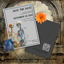 Skeleton Couple QR Code Gothic Wedding