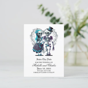 Skeleton Couple Save The Date Announcement Postcard