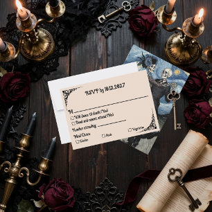 Skeleton Couple Starry Night Van Gogh Gothic RSVP Card