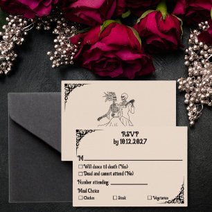 Skeleton Couple Starry Night Van Gogh Gothic RSVP Card