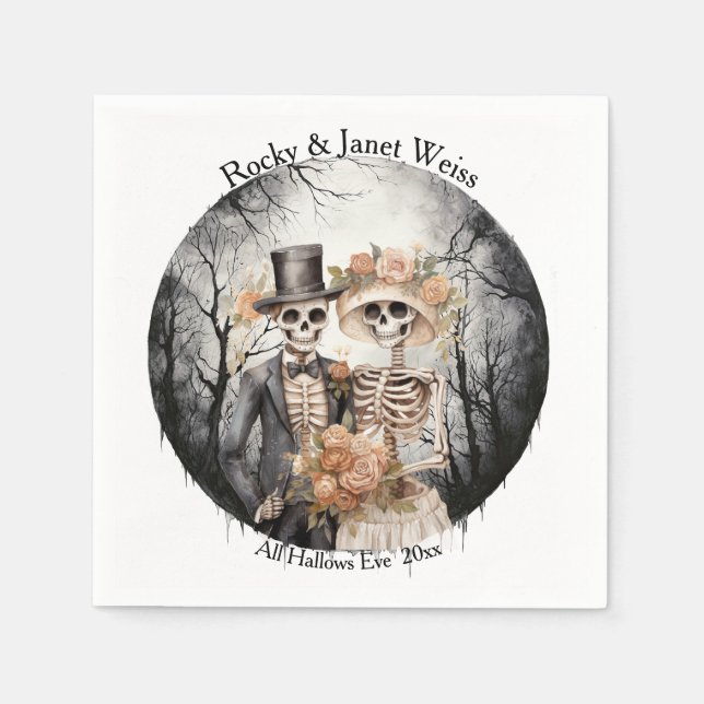 Skeleton Couple Wedding Napkin (Front)