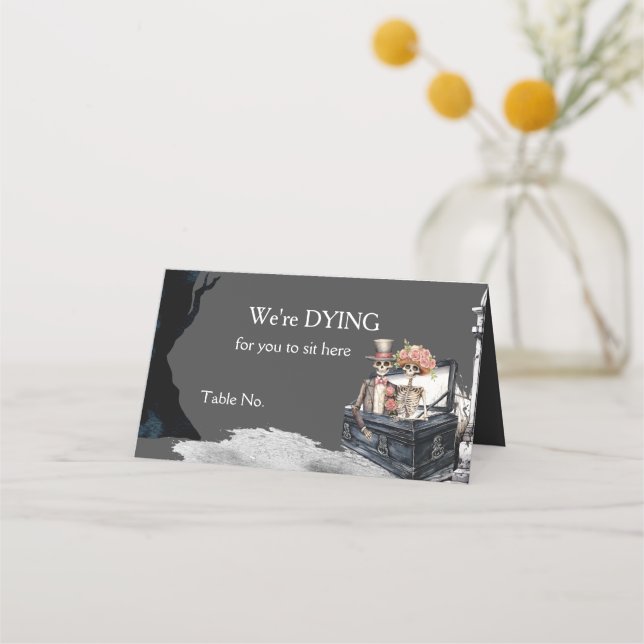 Skeleton Couple Wedding  Place Card (Front)