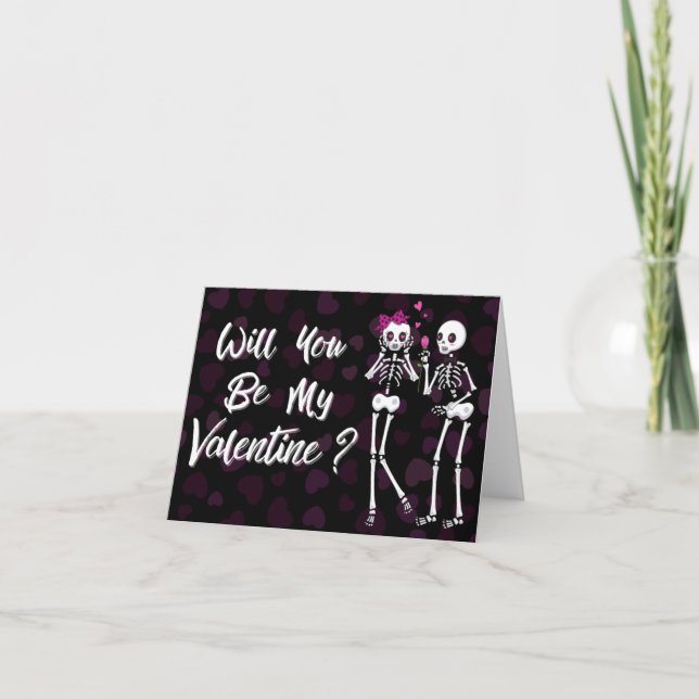Skeleton Couple Will You Be My Valentine? Card (Front)