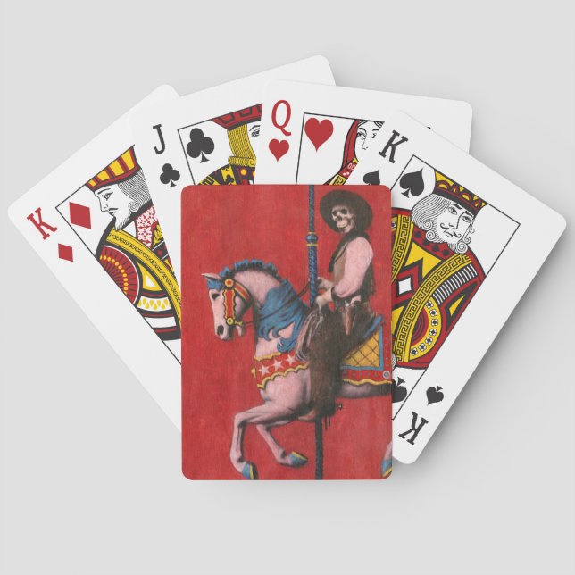 Skeleton Cowboy Carousel Playing Cards (Back)