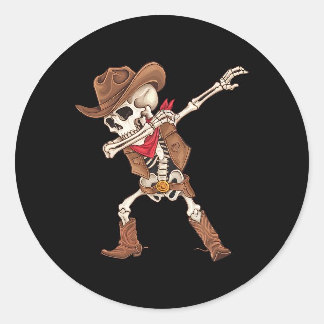 Skeleton Cowboy Halloween Costume Boys Mens Kids  Classic Round Sticker (Front)
