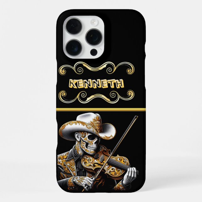 Skeleton Cowboy Playing The Violin iPhone Case (Back)
