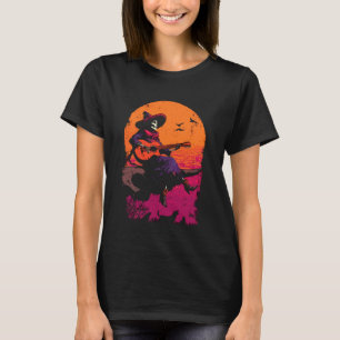 Skeleton Cowgirl Playing Guitar Desert Sunset West T-Shirt