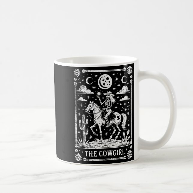 Skeleton Cowgirl Riding Horse Tarot Card Gothic Ha Coffee Mug (Right)