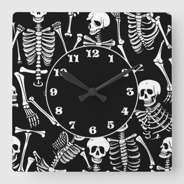 Skeleton Crew Square Wall Clock (Front)