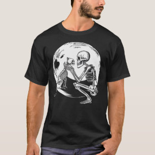 Skeleton Cute Cat Skull Kitty Halloween Men Women T-Shirt