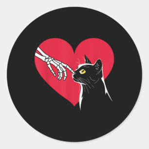 Skeleton Cute Cat Valentines Heart Cats Kitten Lov Classic Round Sticker