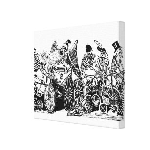 Skeleton Cyclists by José Guadalupe Posada Canvas Print