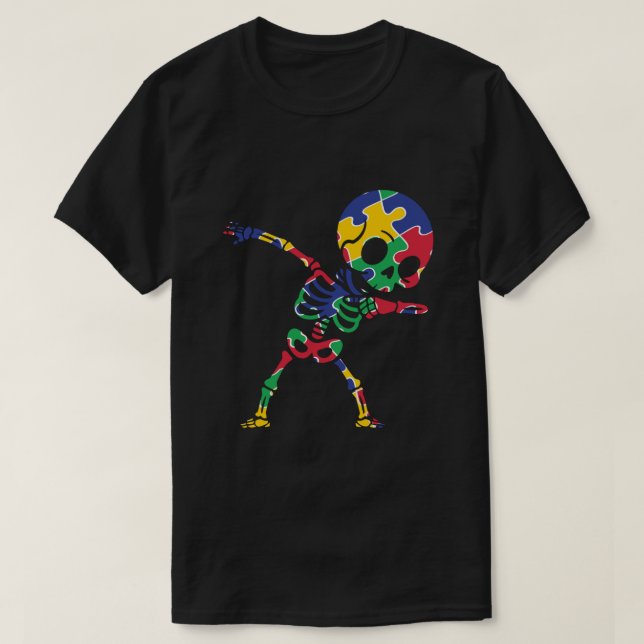 Skeleton Dabbin’ for Autism Acceptance Shirt – Neu (Design Front)
