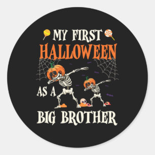 Skeleton Dabbin Together My First Halloween As A B Classic Round Sticker