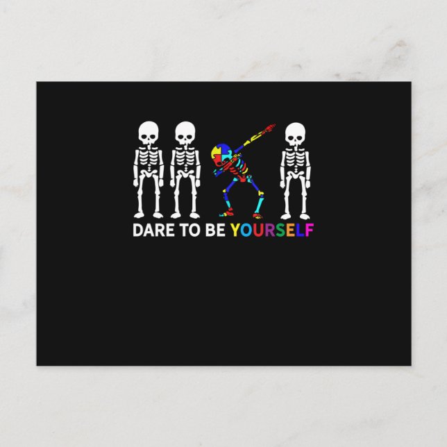 Skeleton Dabbing Autism Awareness Invitation Postcard (Front)