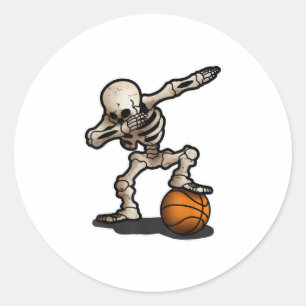 Skeleton Dabbing  Basketball  Halloween Costume Classic Round Sticker