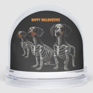 Skeleton Dachshund Halloween Snowglobe