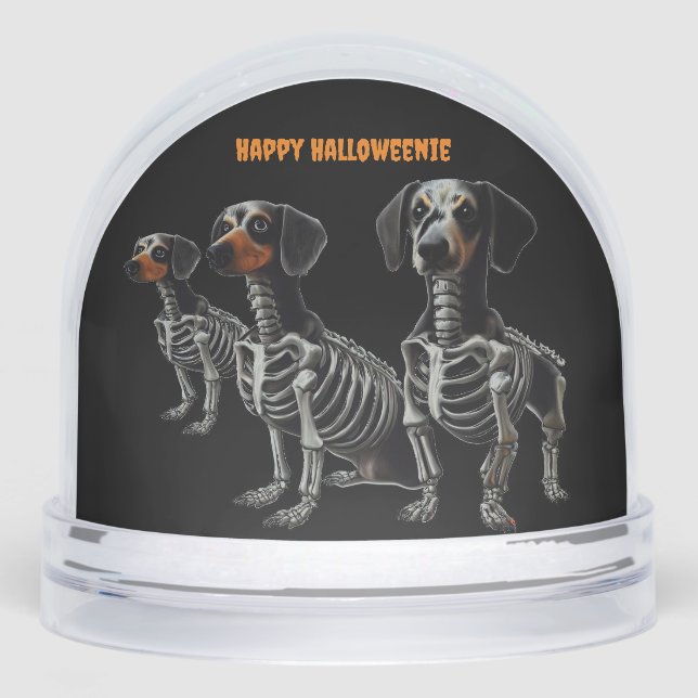 Skeleton Dachshund Halloween  Snowglobe (Front)