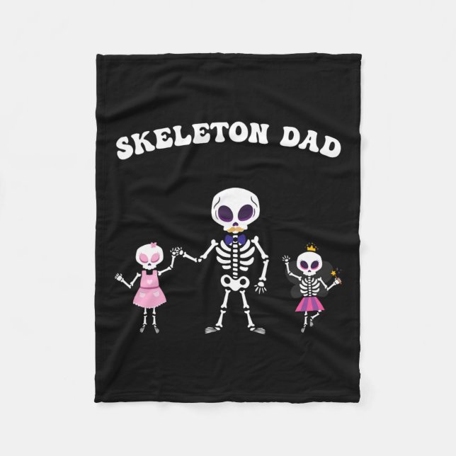 Skeleton Dad Halloween Costume Funny Skull  Fleece Blanket (Front)