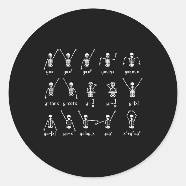 Skeleton Dance Figures Equation Math Teacher Hallo Classic Round Sticker (Front)