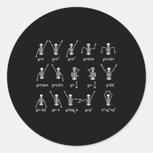 Skeleton Dance Figures Equation Math Teacher Hallo Classic Round Sticker
