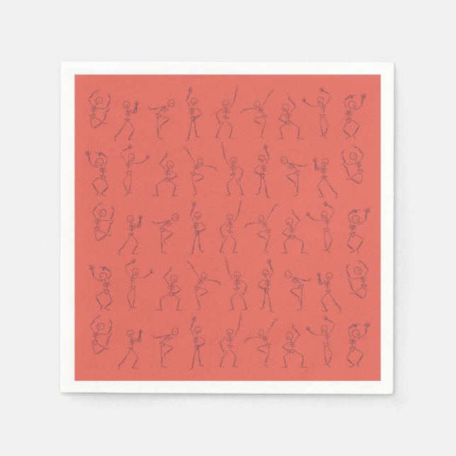 Skeleton Dance Halloween napkins - orange (Front)