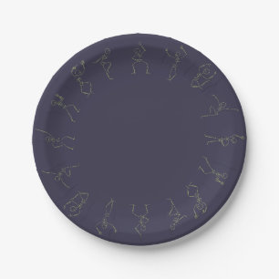 Skeleton Dance Halloween paper plate - purple