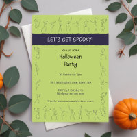 Skeleton Dance Halloween party invitation - green