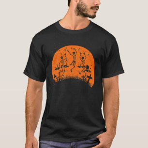 Skeleton Dance Macabre Vintage Retro Sunset Hallow T-Shirt