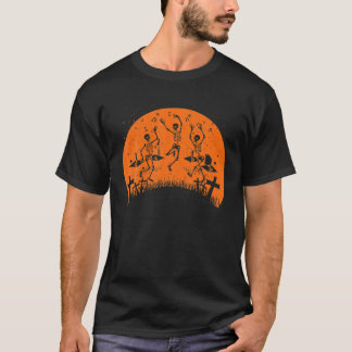 Skeleton Dance Macabre Vintage Retro Sunset Hallow T-Shirt