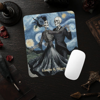 Skeleton Dance Night Sky Van Gogh Style Decoupage Mouse Mat