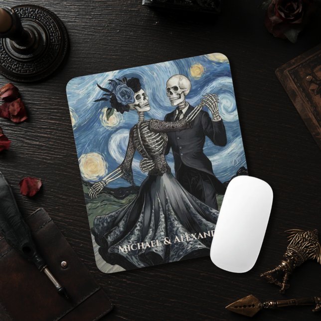 Skeleton Dance Night Sky Van Gogh Style Decoupage Mouse Mat (Creator Uploaded)