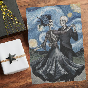 Skeleton Dance Night Sky Van Gogh Style Decoupage Tissue Paper