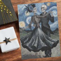 Skeleton Dance Night Sky Van Gogh Style Decoupage