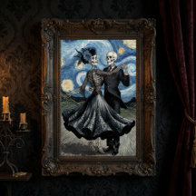 Skeleton Dance Night Sky Van Gogh Style Gothic