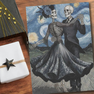 Skeleton Dance Night Sky Van Gogh Style Gothic Tissue Paper