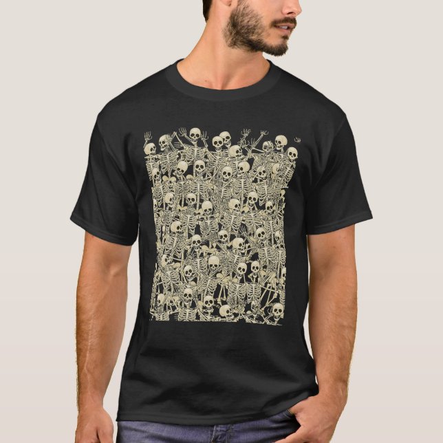 Skeleton Dance Of Death Macabre Funny Halloween Da T-Shirt (Front)