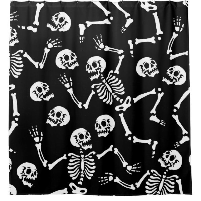 Skeleton Dance Party: Halloween Seamless Shower Curtain (Front)
