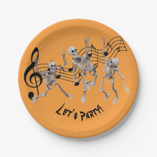Skeleton Dance Party Paper Plate
