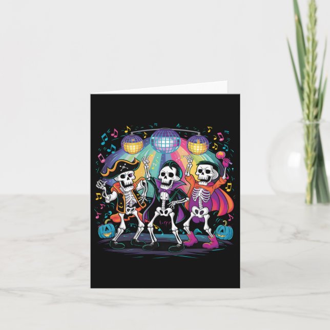 Skeleton Dance Party Spooky Halloween Celebration  Card (Front)