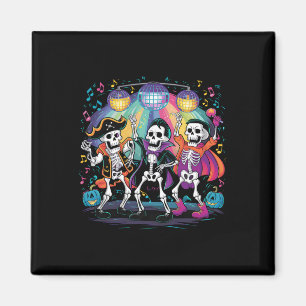 Skeleton Dance Party Spooky Halloween Celebration  Magnet