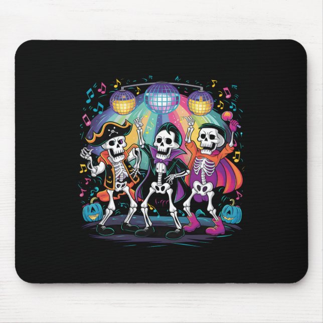 Skeleton Dance Party Spooky Halloween Celebration  Mouse Mat (Front)