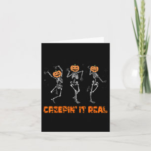 Skeleton Dancing Creeping It Real Halloween Funny Card